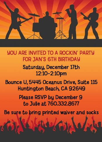 Rock Band | Like A Rock Star Girl - Birthday Party Invitations